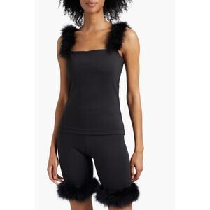 SLEEPER Feather Trimmed Jersey Pajama Set